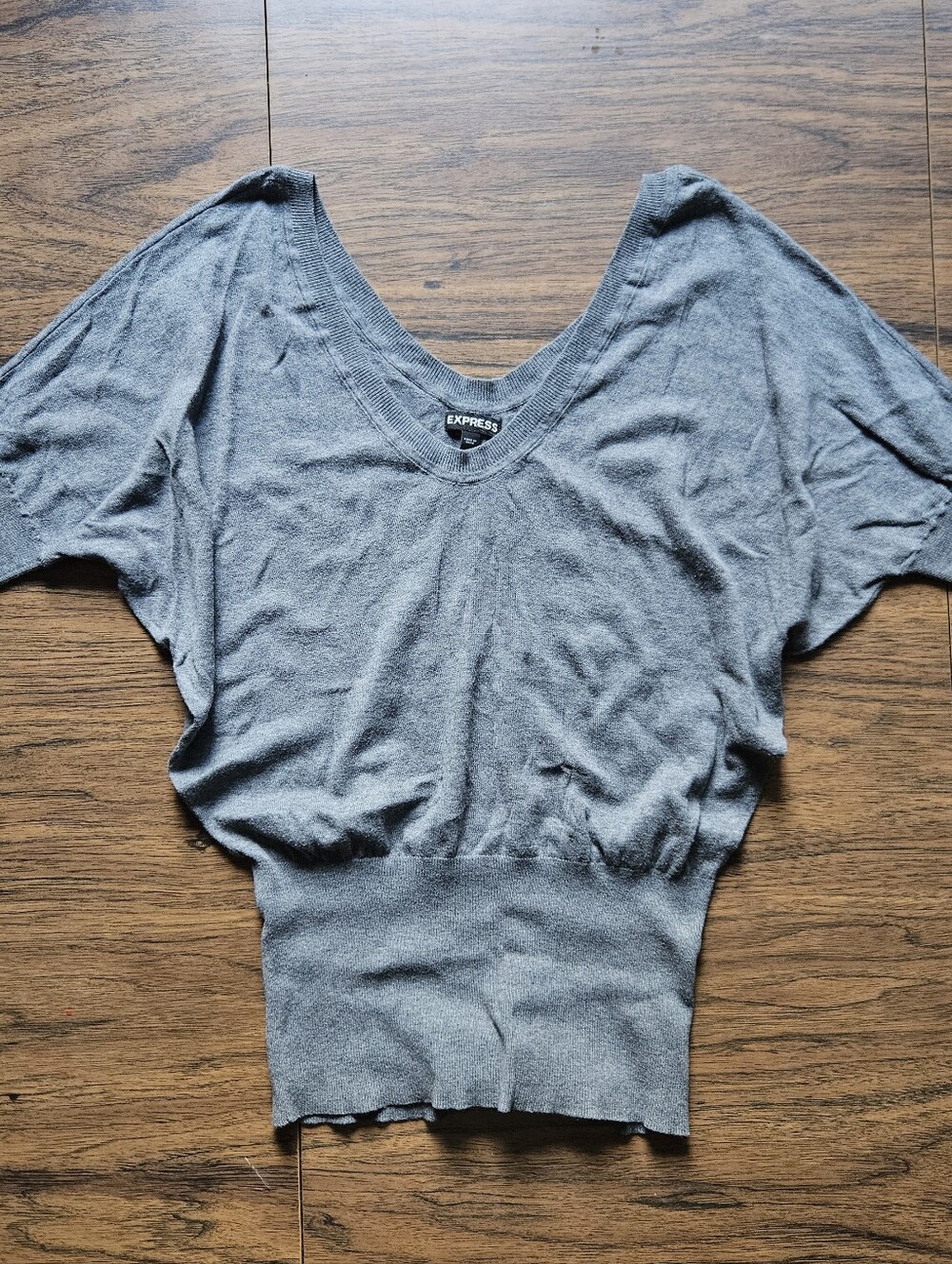 Express Gray V-neck Dolman Sleeve Sweater Small